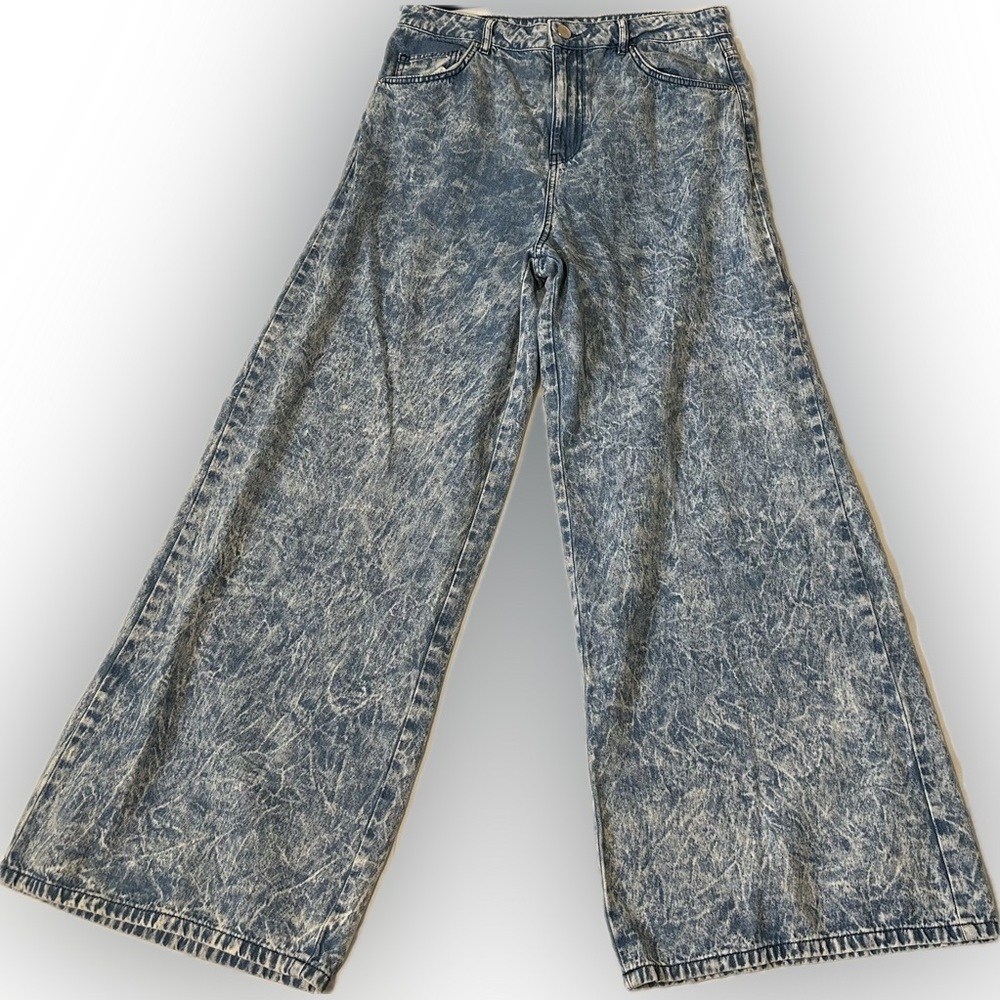 ASOS DESIGN Acid Wash Wide Leg Jeans Women's 34x32 (Actual 33x31)